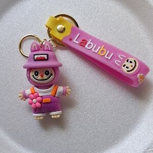 Labubu Adorable Pink Stuffed Animal Keychain